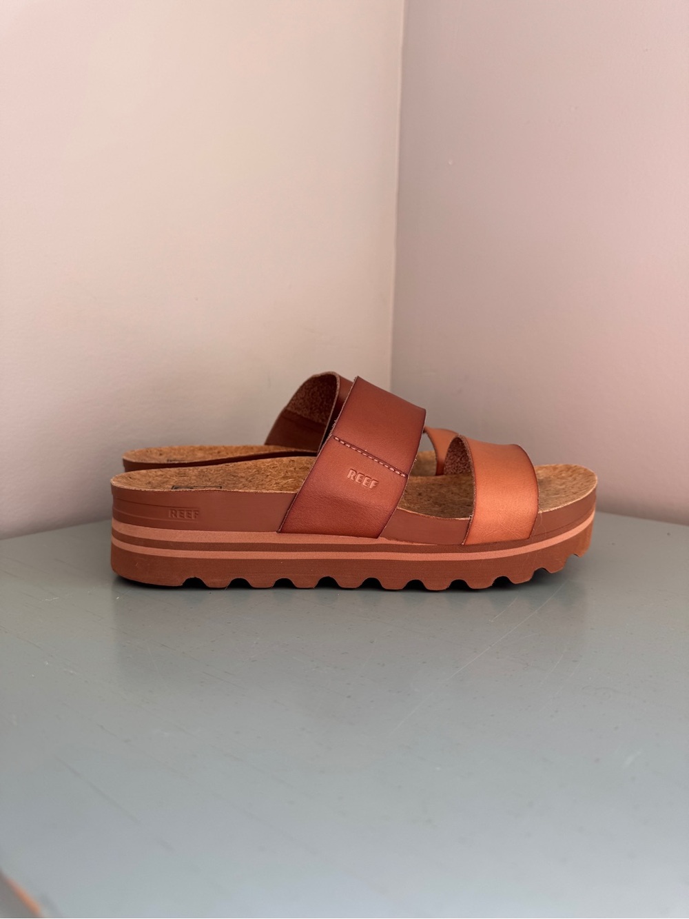 Reef Women's Copper/Tan Platform Slide Sandals